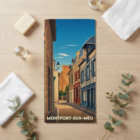 Serviette de bain 30 cm x 60 cm souvenir de Montfort-sur-Meu