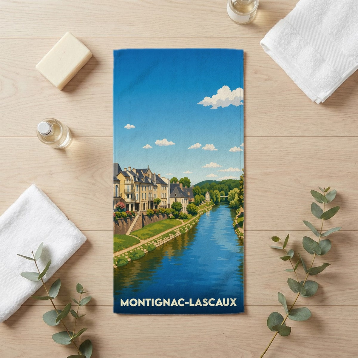 Serviette de bain 30 cm x 60 cm souvenir de Montignac-Lascaux