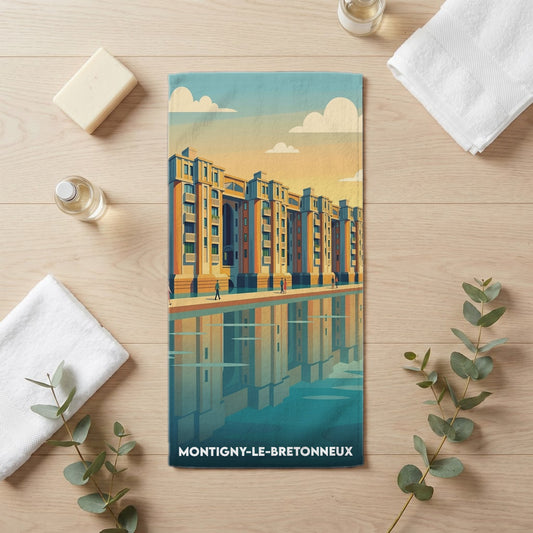 Serviette de bain 30 cm x 60 cm souvenir de Montigny-le-Bretonneux