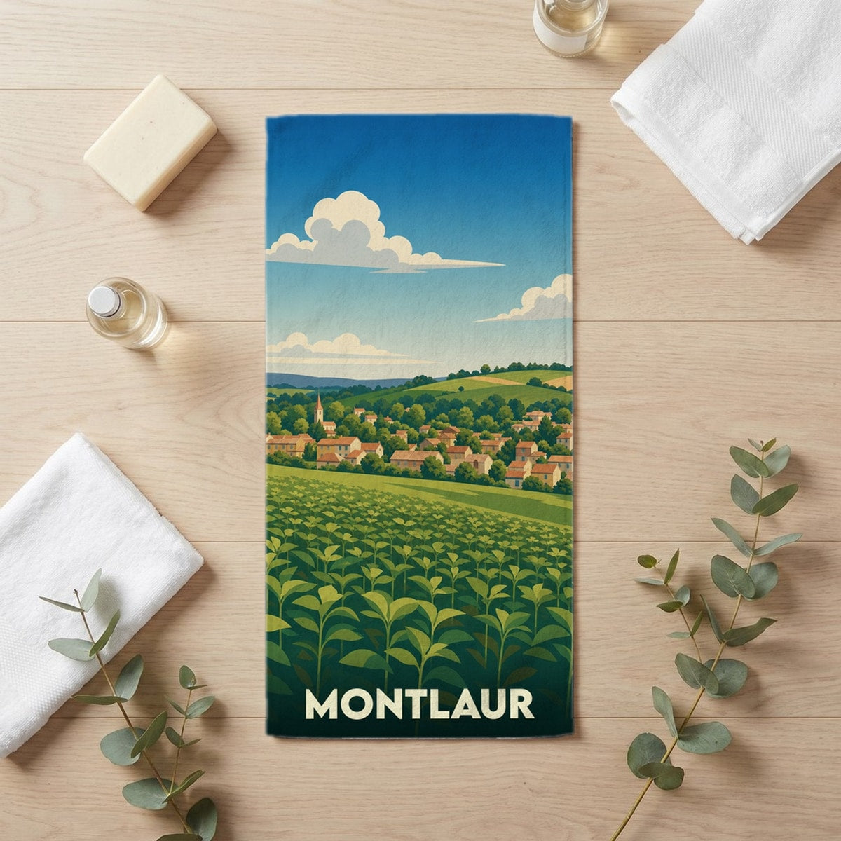 Serviette de bain 30 cm x 60 cm souvenir de Montlaur