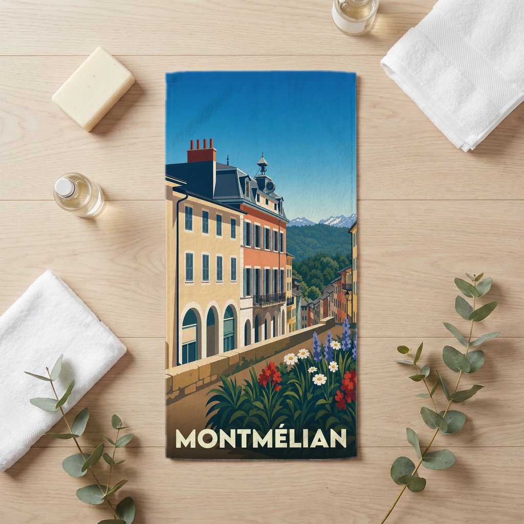 Serviette de bain 30 cm x 60 cm souvenir de Montmélian