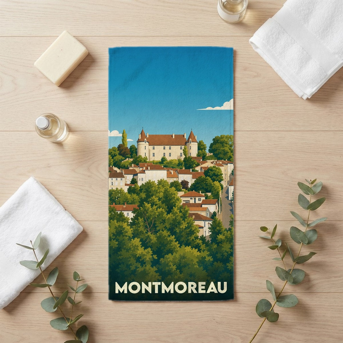 Serviette de bain 30 cm x 60 cm souvenir de Montmoreau