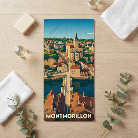 Serviette de bain 30 cm x 60 cm souvenir de Montmorillon