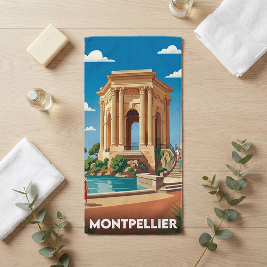 Serviette de bain 30 cm x 60 cm souvenir de Montpellier