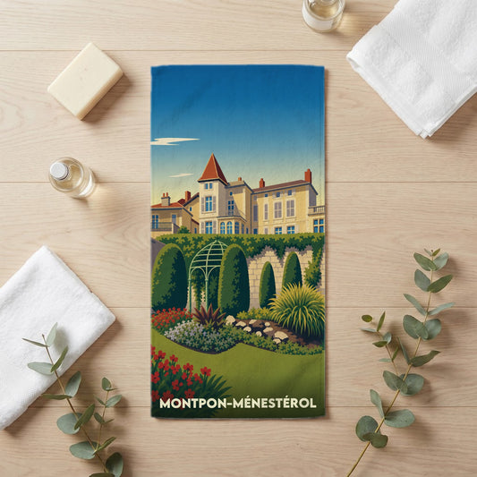 Serviette de bain 30 cm x 60 cm souvenir de Montpon-Ménestérol