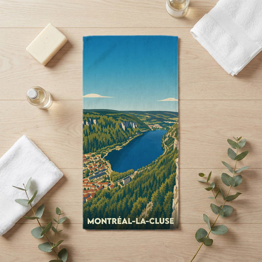 Serviette de bain 30 cm x 60 cm souvenir de Montréal-la-Cluse