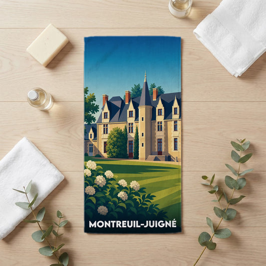Serviette de bain 30 cm x 60 cm souvenir de Montreuil-Juigné