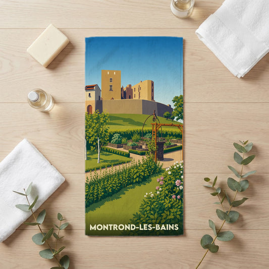 Serviette de bain 30 cm x 60 cm souvenir de Montrond-les-Bains