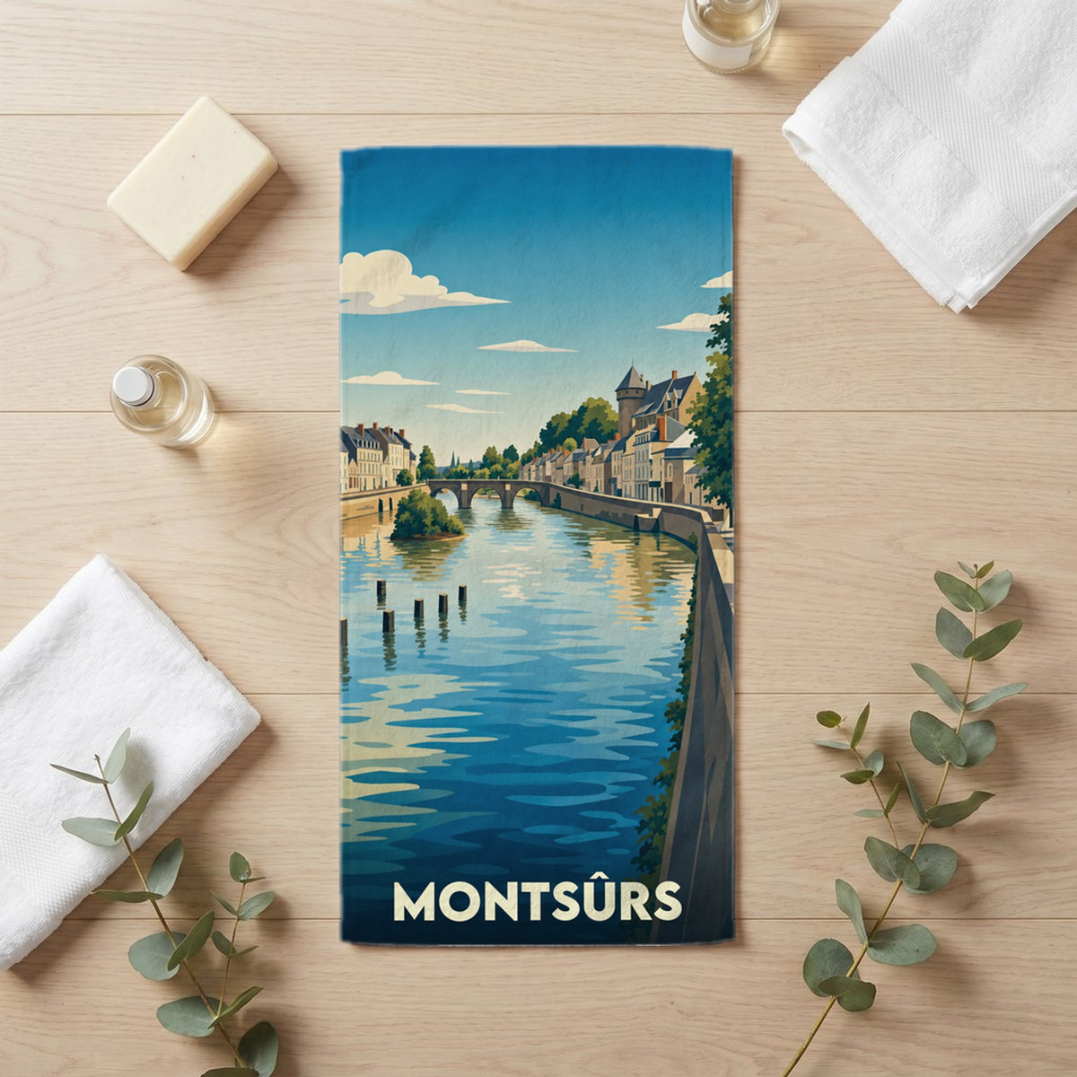 Serviette de bain 30 cm x 60 cm souvenir de Montsûrs