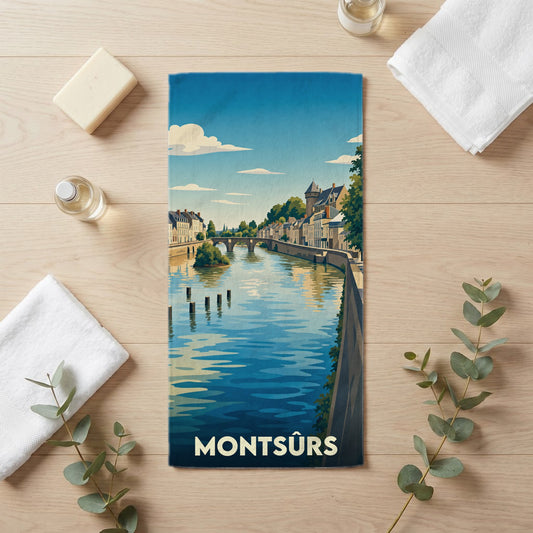 Serviette de bain 30 cm x 60 cm souvenir de Montsûrs