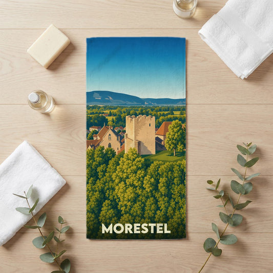 Serviette de bain 30 cm x 60 cm souvenir de Morestel