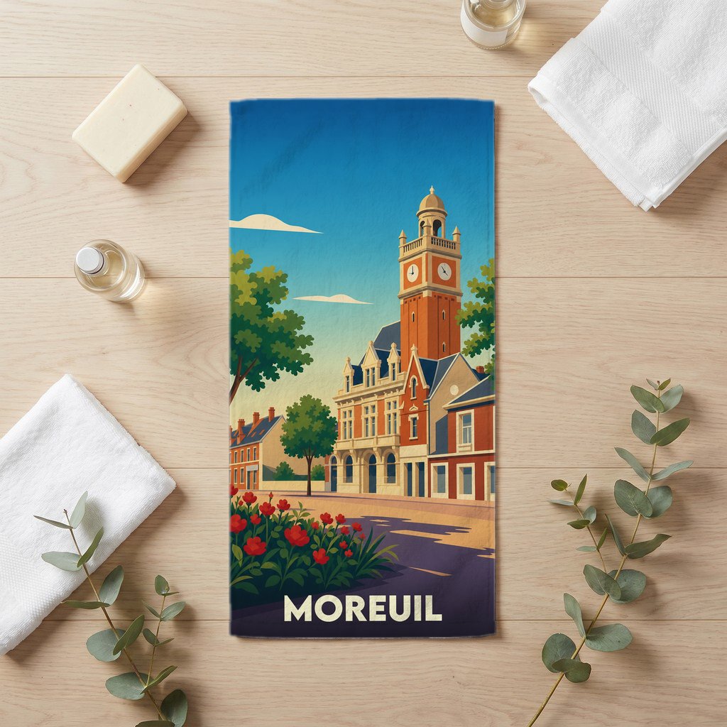 Serviette de bain 30 cm x 60 cm souvenir de Moreuil