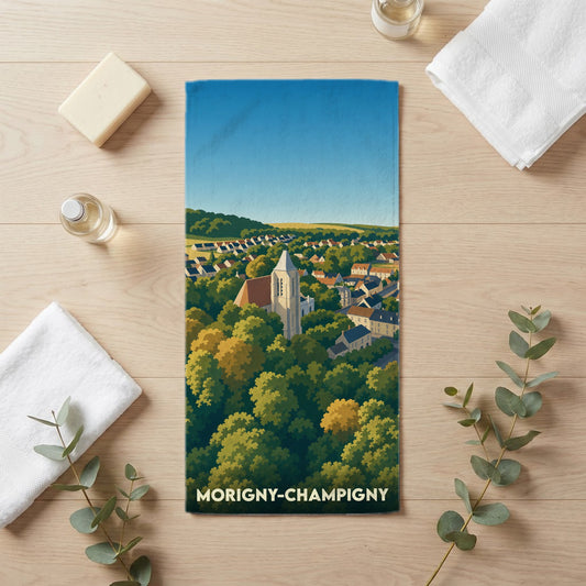 Serviette de bain 30 cm x 60 cm souvenir de Morigny-Champigny