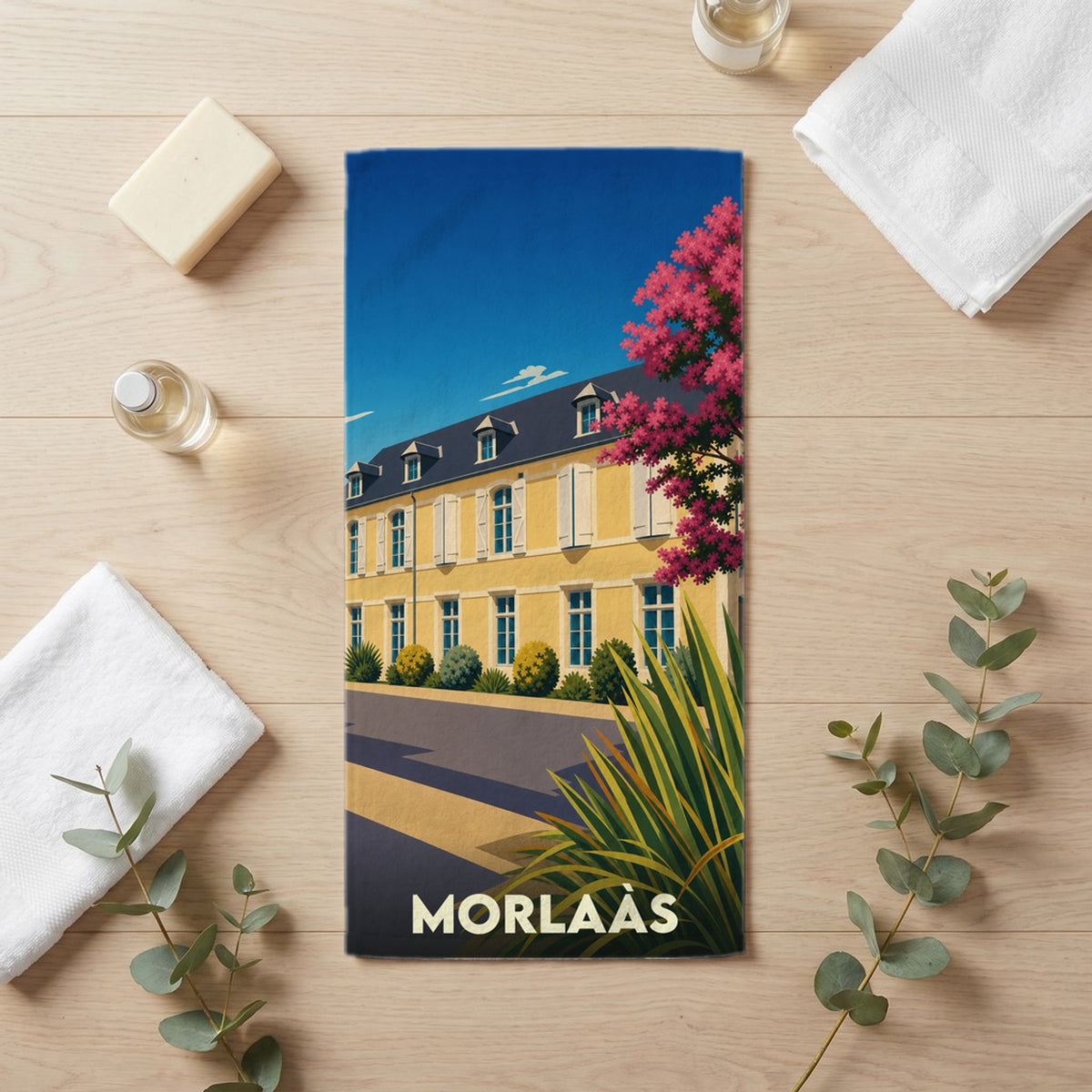 Serviette de bain 30 cm x 60 cm souvenir de Morlaàs