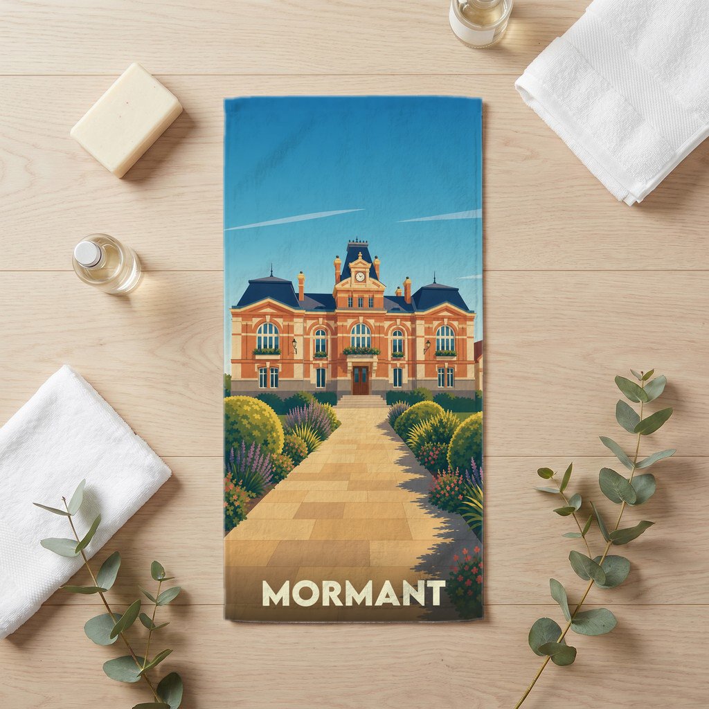 Serviette de bain 30 cm x 60 cm souvenir de Mormant