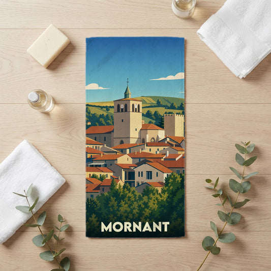 Serviette de bain 30 cm x 60 cm souvenir de Mornant
