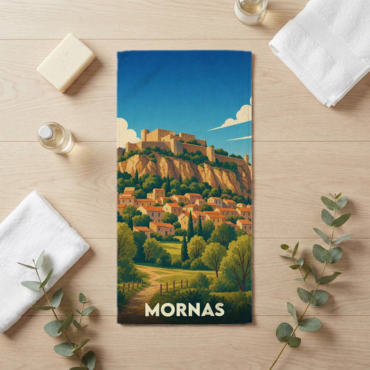Serviette de bain 30 cm x 60 cm souvenir de Mornas