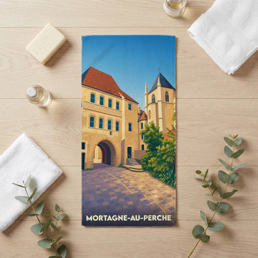 Serviette de bain 30 cm x 60 cm souvenir de Mortagne-au-Perche