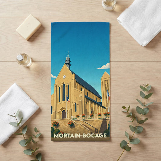 Serviette de bain 30 cm x 60 cm souvenir de Mortain-Bocage