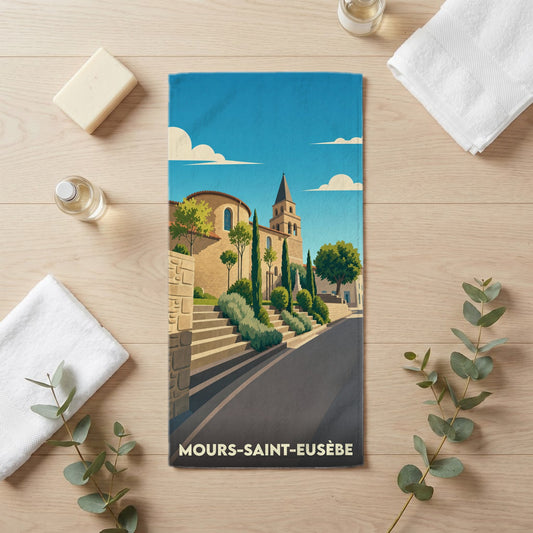 Serviette de bain 30 cm x 60 cm souvenir de Mours-Saint-Eusèbe