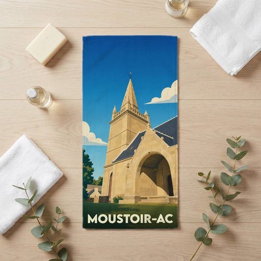 Serviette de bain 30 cm x 60 cm souvenir de Moustoir-Ac
