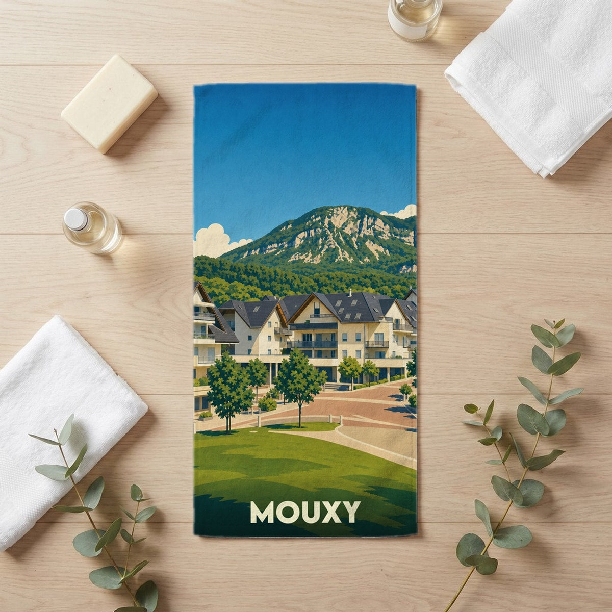 Serviette de bain 30 cm x 60 cm souvenir de Mouxy