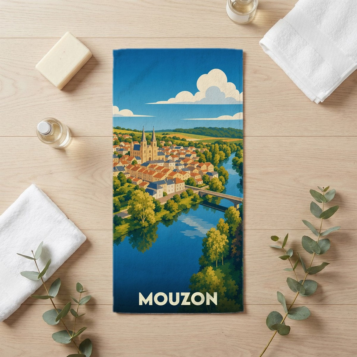 Serviette de bain 30 cm x 60 cm souvenir de Mouzon