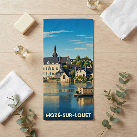 Serviette de bain 30 cm x 60 cm souvenir de Mozé-sur-Louet