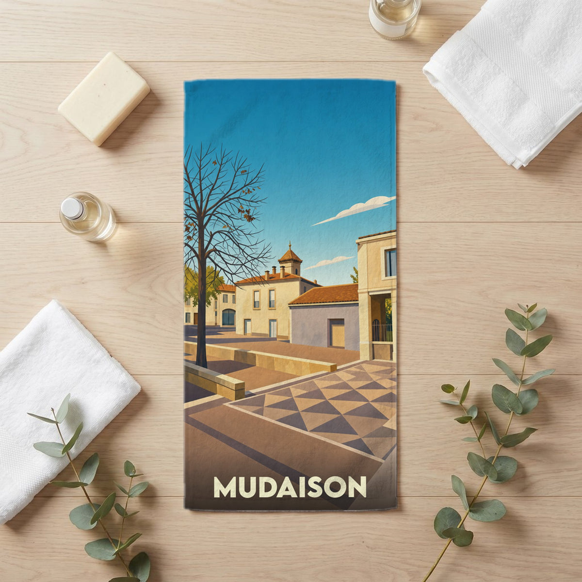 Serviette de bain 30 cm x 60 cm souvenir de Mudaison