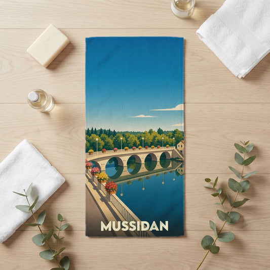 Serviette de bain 30 cm x 60 cm souvenir de Mussidan
