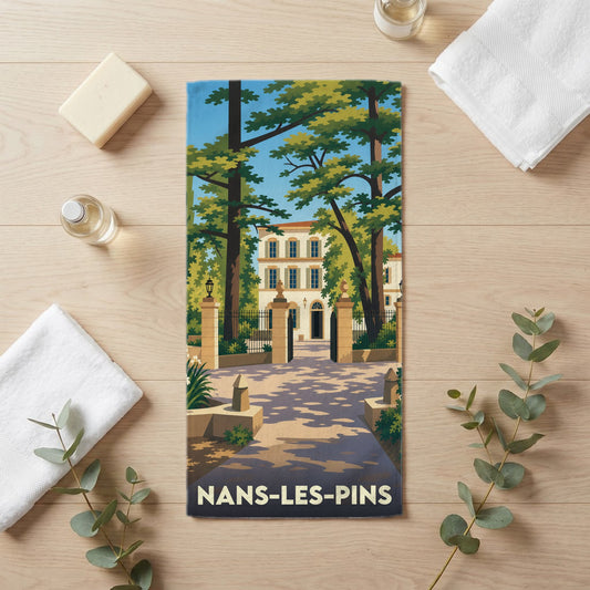 Serviette de bain 30 cm x 60 cm souvenir de Nans-les-Pins