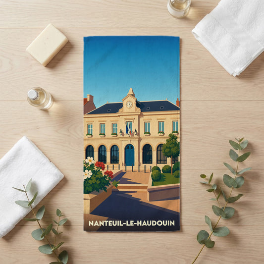 Serviette de bain 30 cm x 60 cm souvenir de Nanteuil-le-Haudouin