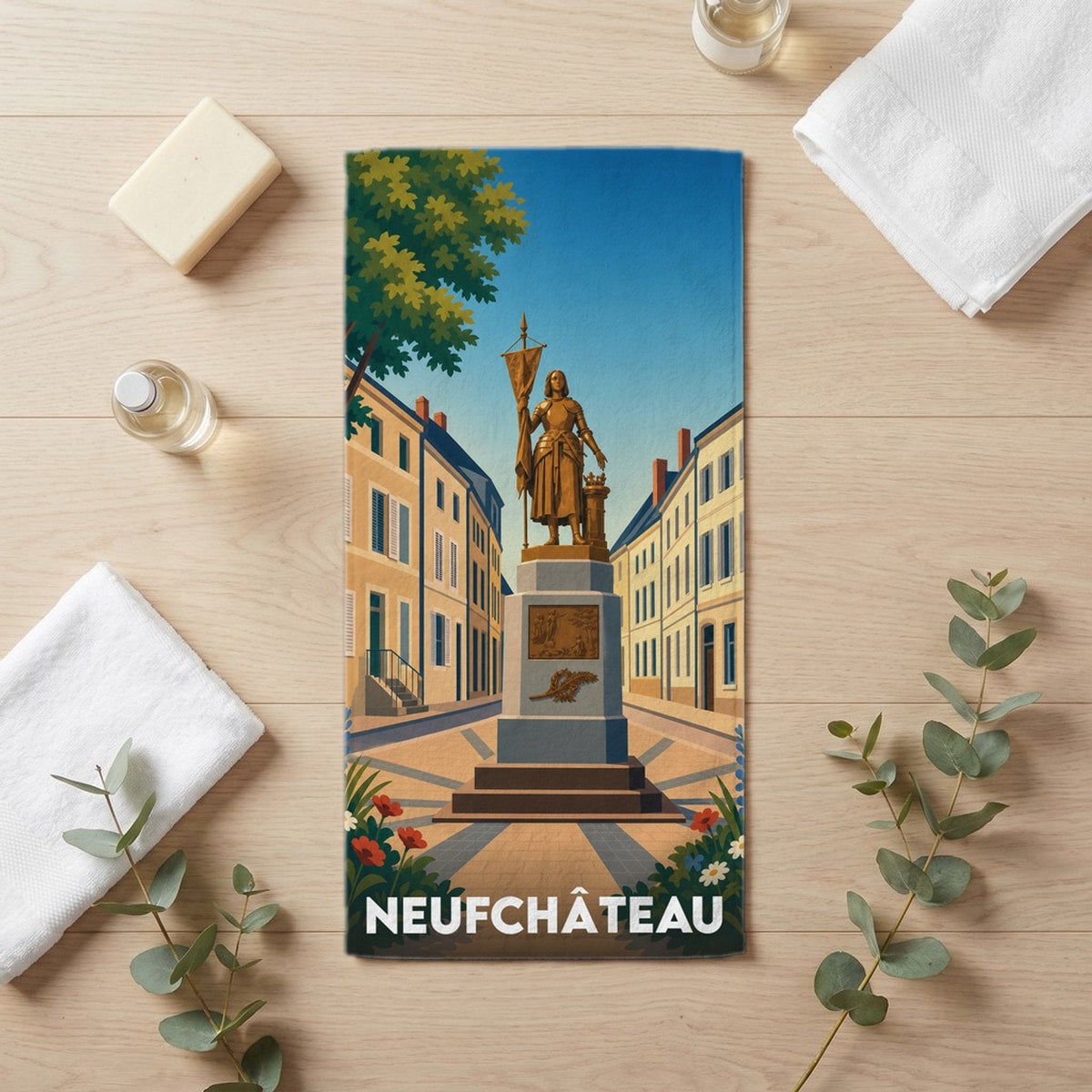 Serviette de bain 30 cm x 60 cm souvenir de Neufchâteau