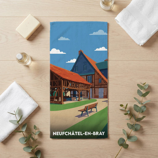 Serviette de bain 30 cm x 60 cm souvenir de Neufchâtel-en-Bray