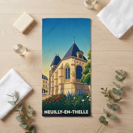 Serviette de bain 30 cm x 60 cm souvenir de Neuilly-en-Thelle