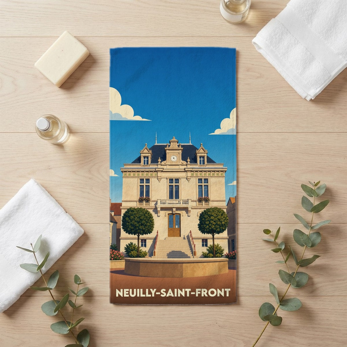 Serviette de bain 30 cm x 60 cm souvenir de Neuilly-Saint-Front