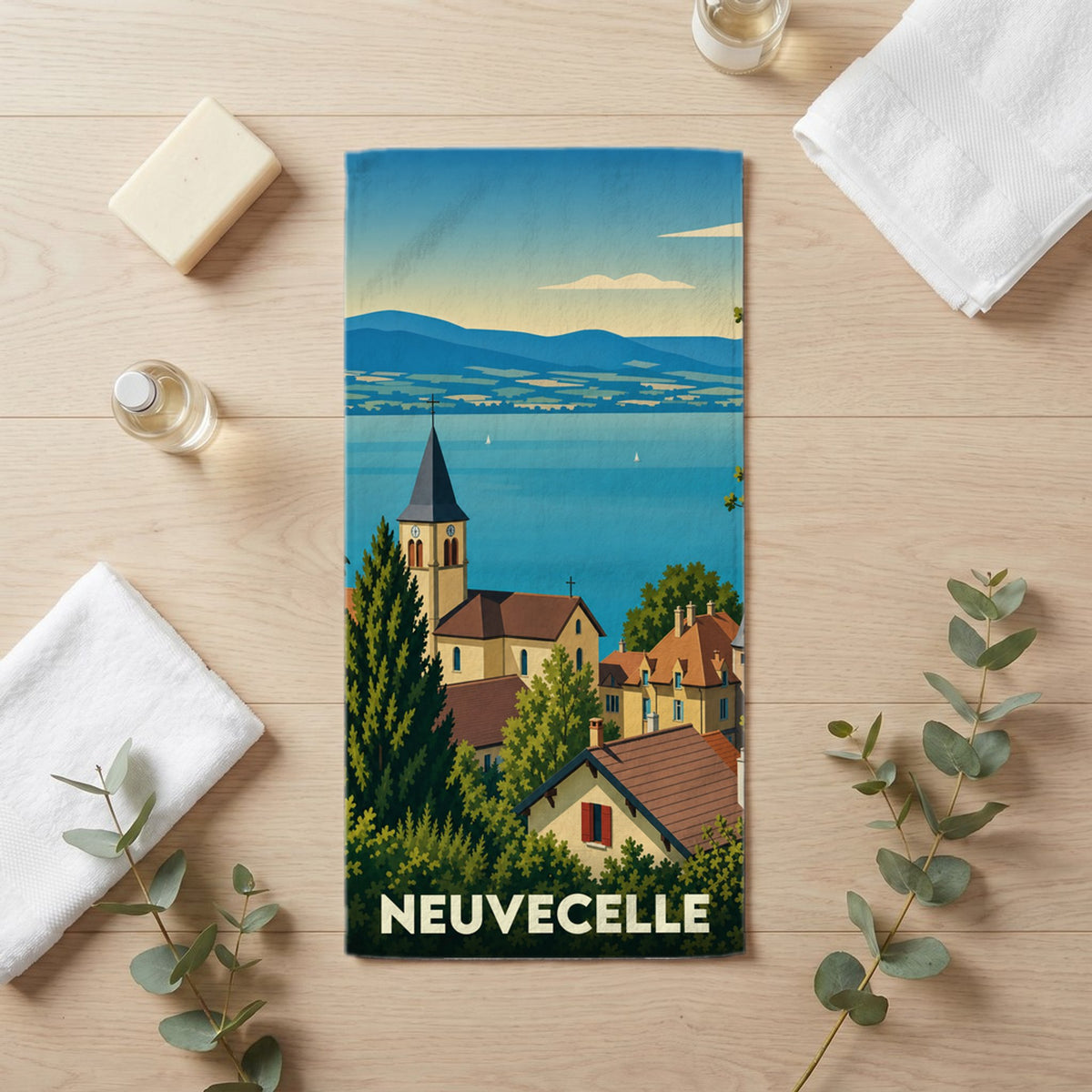 Serviette de bain 30 cm x 60 cm souvenir de Neuvecelle