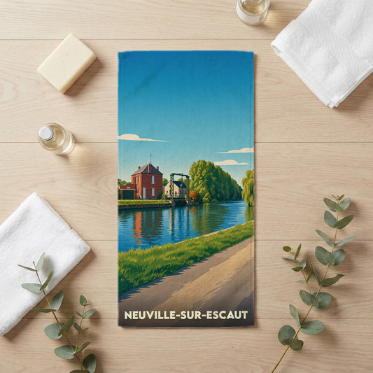 Serviette de bain 30 cm x 60 cm souvenir de Neuville-sur-Escaut