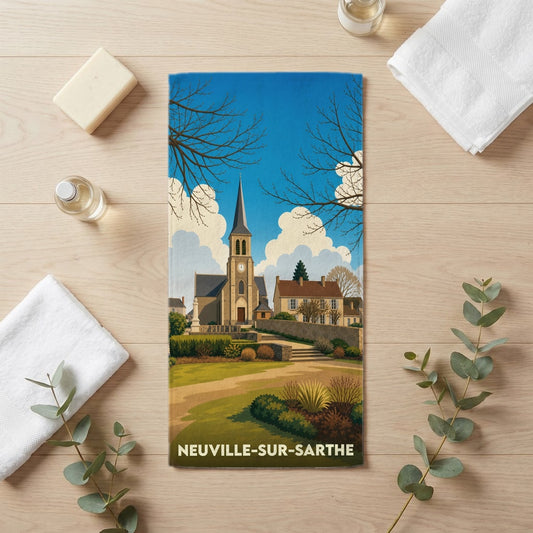 Serviette de bain 30 cm x 60 cm souvenir de Neuville-sur-Sarthe