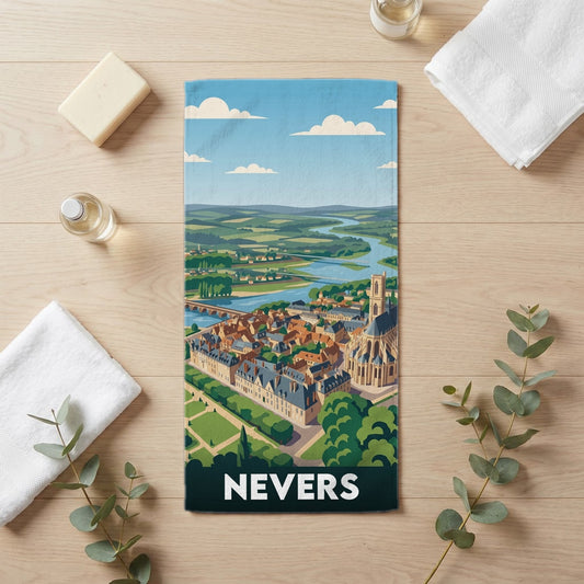 Serviette de bain 30 cm x 60 cm souvenir de Nevers