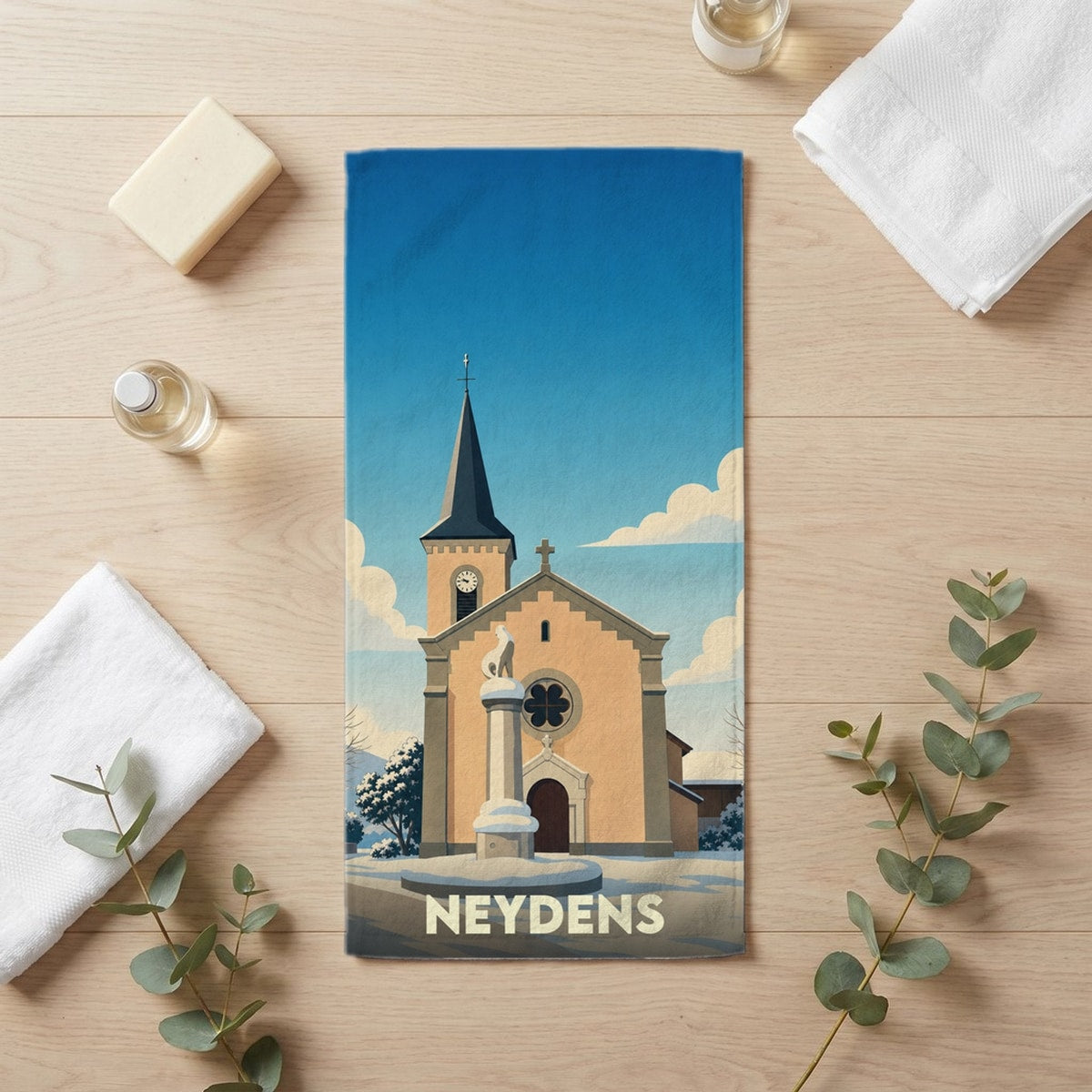 Serviette de bain 30 cm x 60 cm souvenir de Neydens