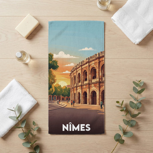 Serviette de bain 30 cm x 60 cm souvenir de Nîmes