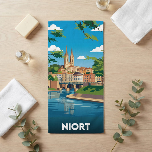Serviette de bain 30 cm x 60 cm souvenir de Niort