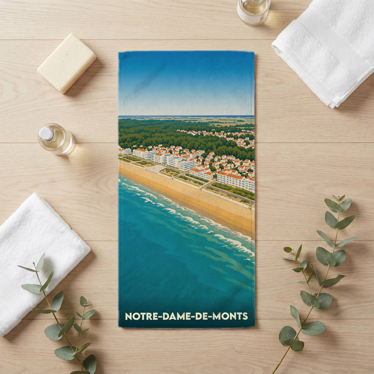 Serviette de bain 30 cm x 60 cm souvenir de Notre-Dame-de-Monts