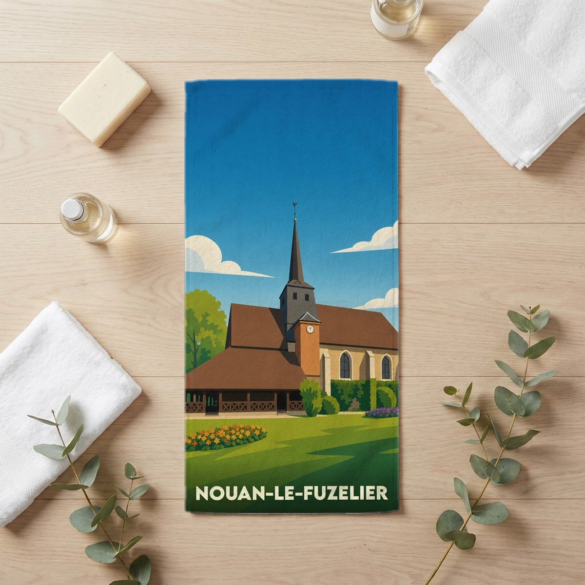 Serviette de bain 30 cm x 60 cm souvenir de Nouan-le-Fuzelier
