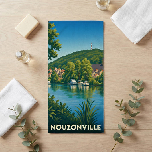 Serviette de bain 30 cm x 60 cm souvenir de Nouzonville