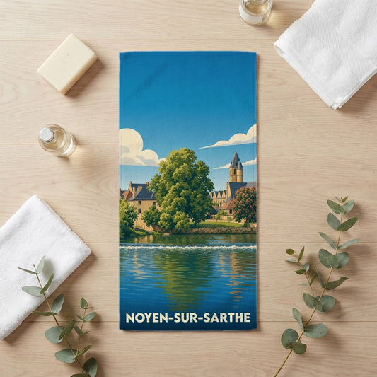 Serviette de bain 30 cm x 60 cm souvenir de Noyen-sur-Sarthe