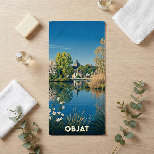 Serviette de bain 30 cm x 60 cm souvenir de Objat