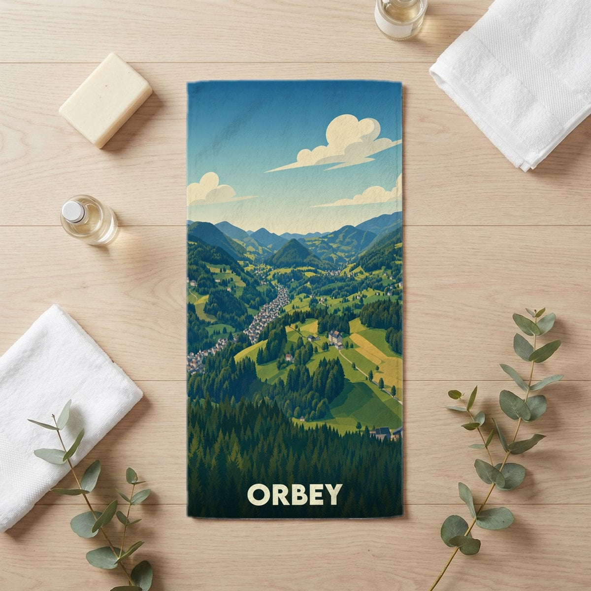 Serviette de bain 30 cm x 60 cm souvenir de Orbey