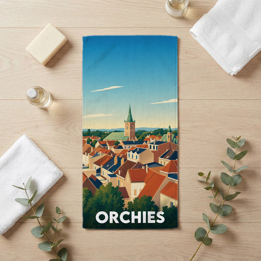 Serviette de bain 30 cm x 60 cm souvenir de Orchies